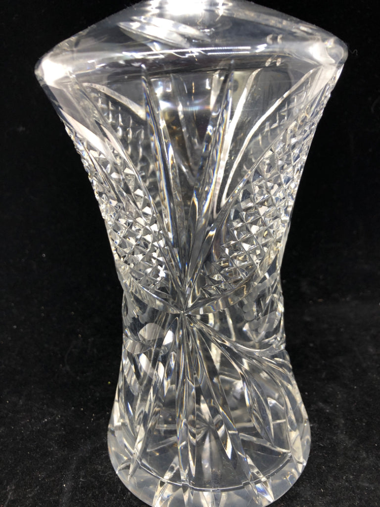 CUT GLASS LEAF DECANTER.