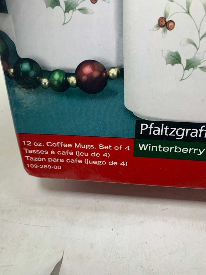 4 PFALTZGRAFF WINTERBERRY MUGS.