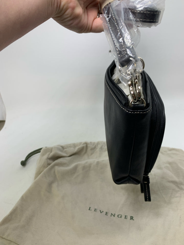 Levenger Leather Zip Top Shoulder Bag- New w/ Dust Bag