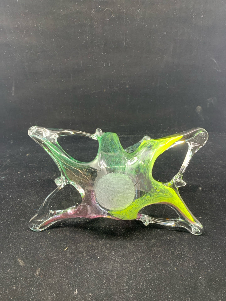 BLOWN GLASS BUTTERFLY BOWL.