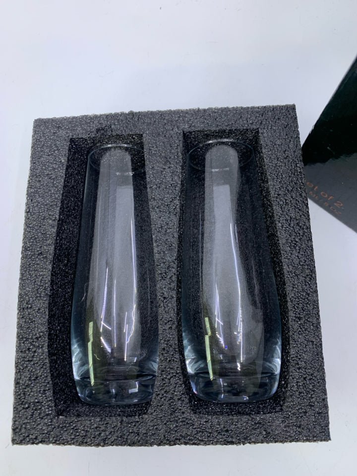 NIB 2 STEMLESS CHAMPAGNE GLASSES.