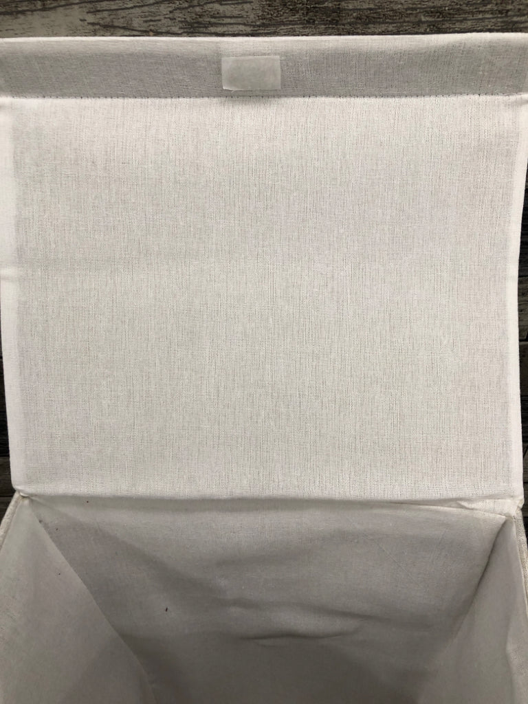 WHITE CLOTH HAMPER W/ VELCRO LID LAUNDRY CO.