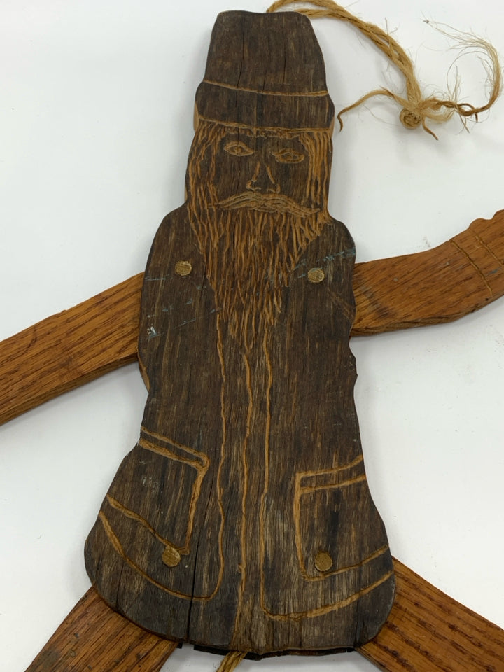 VTG JUMPING JACK WOOD SANTA.