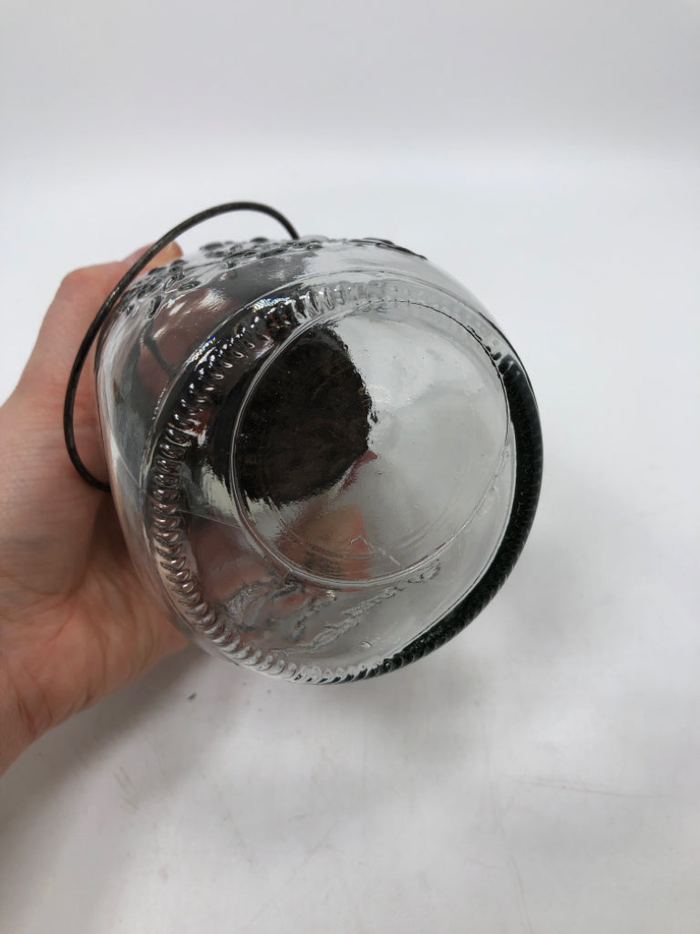 OLIVE BRANCH EMBOSSED JAR TEALIGHT CANDLE HOLDER.