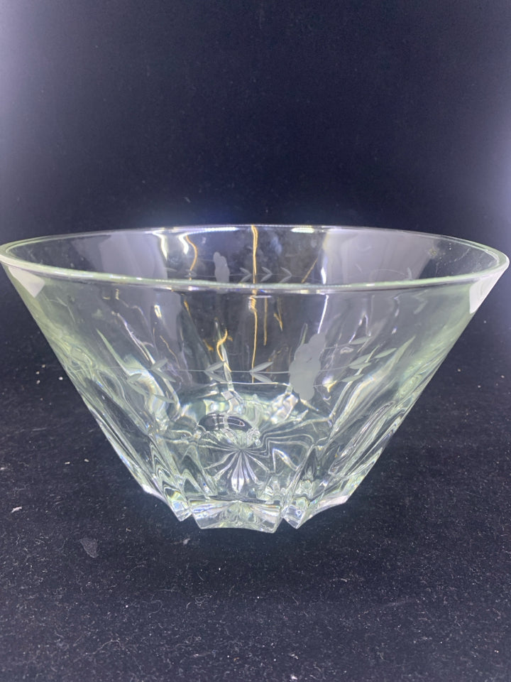 PRINCESS HOUSE ETCHED CUT GLASS BOWL SERVING BOWL.