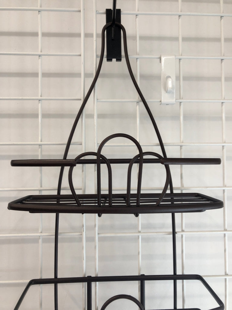 2 TIER BROWN METAL SHOWER ORGANIZER W/SOAP DISH.