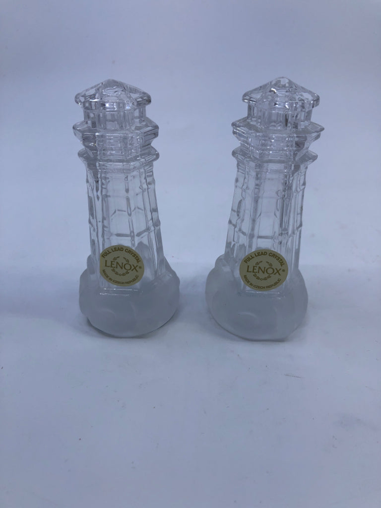 NIB LENOX CRYSTAL LIGHT HOUSES S/P SHAKERS.
