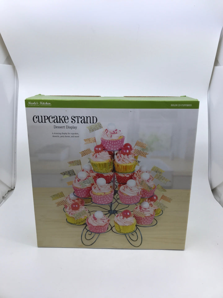 NIB SILVER CUPCAKE STAND DESSERT DISPLAY.