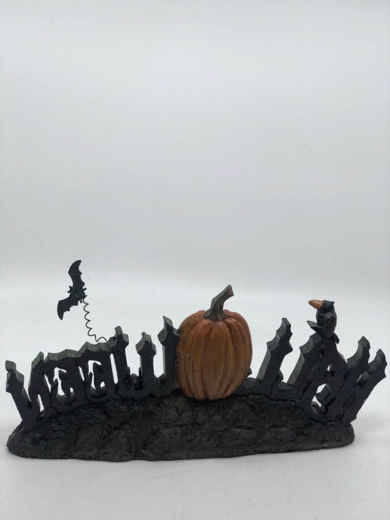 HALLOWEEN GLITTER CEMETARY RESIN SHELF DECOR.