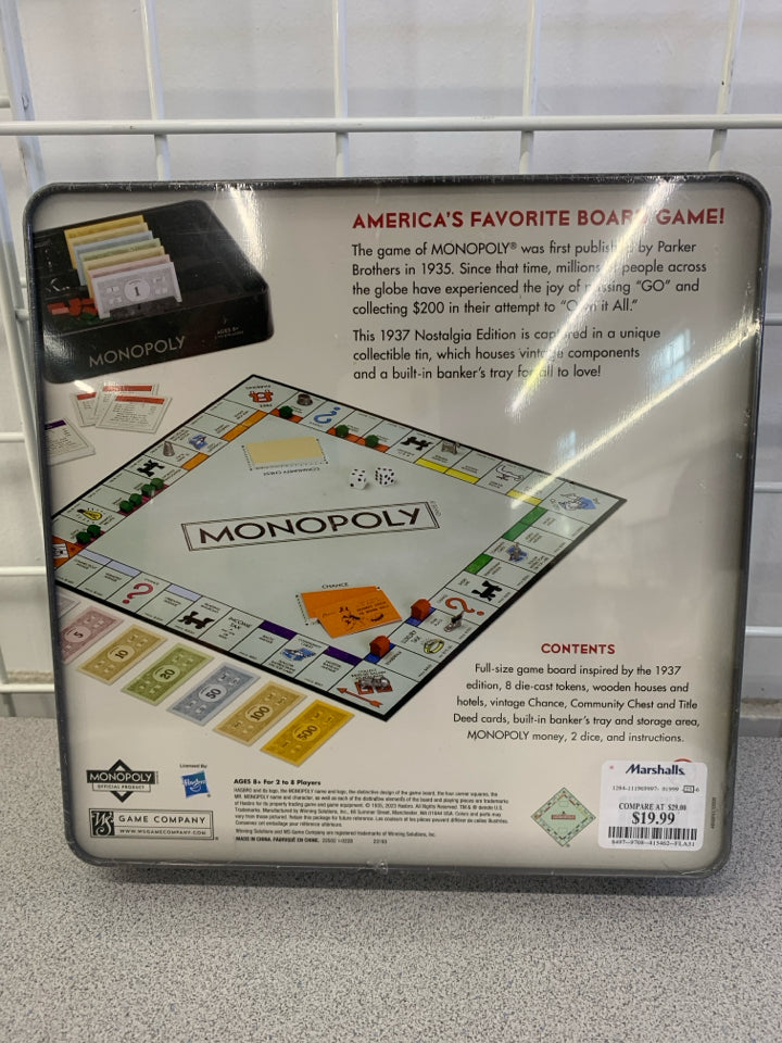 NIB MONOPOLY PARKER BROTHERS NOSTALGIA EDITION.