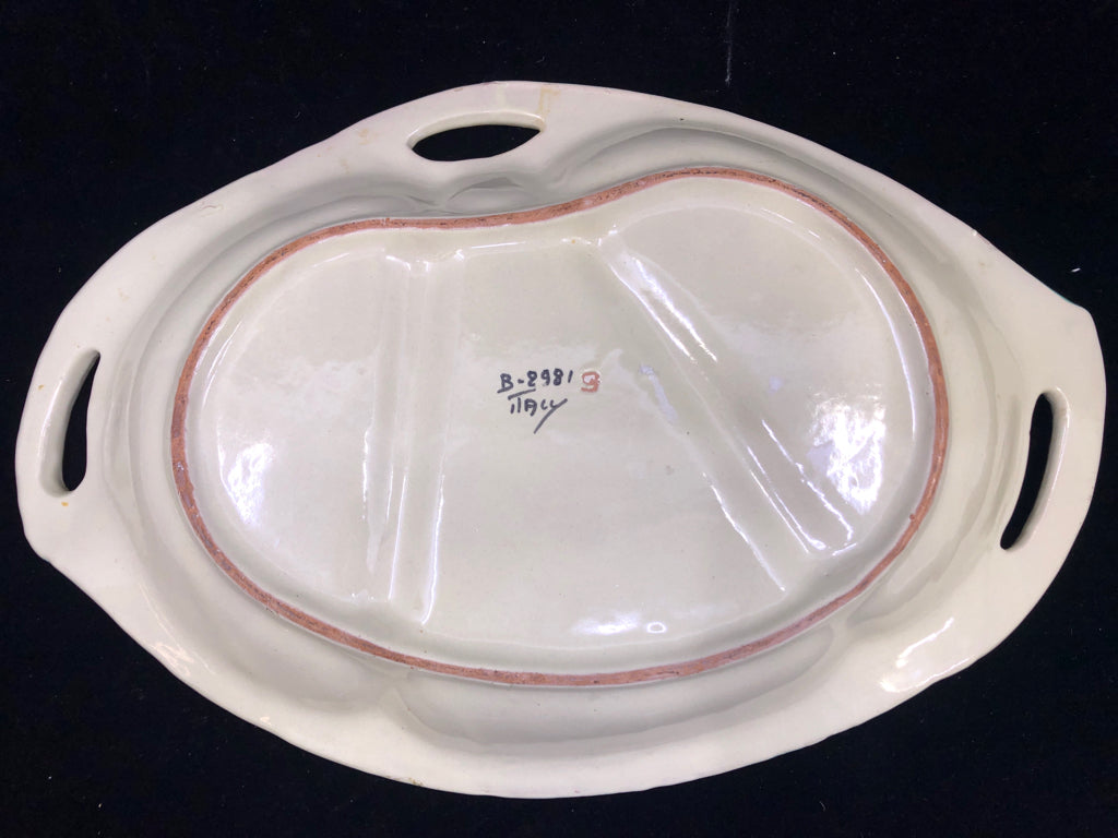 PEACH, PEAR, PLUM DIVIDED SERVING TRAY.