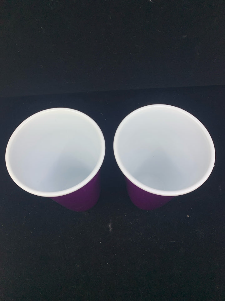 2 PURPLE REUSABLE CUPS.