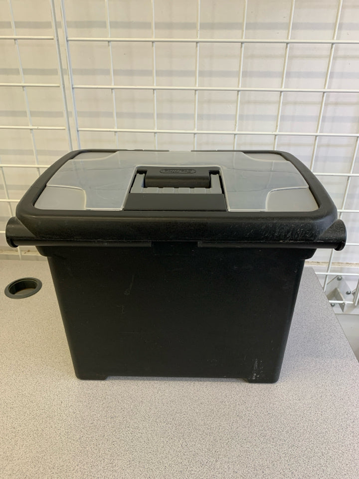 STERILITE BLACK PLASTIC FILE STORAGE BOX.