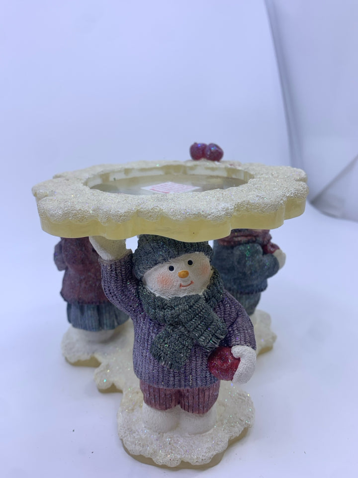 SNOWMAN PILLAR CANDLE HOLDER.