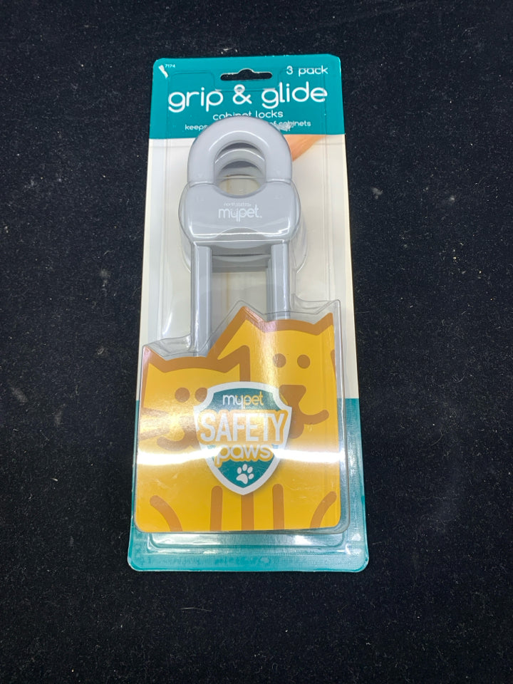 NIP GRIP AND GLIDE CABINET LOCKS.