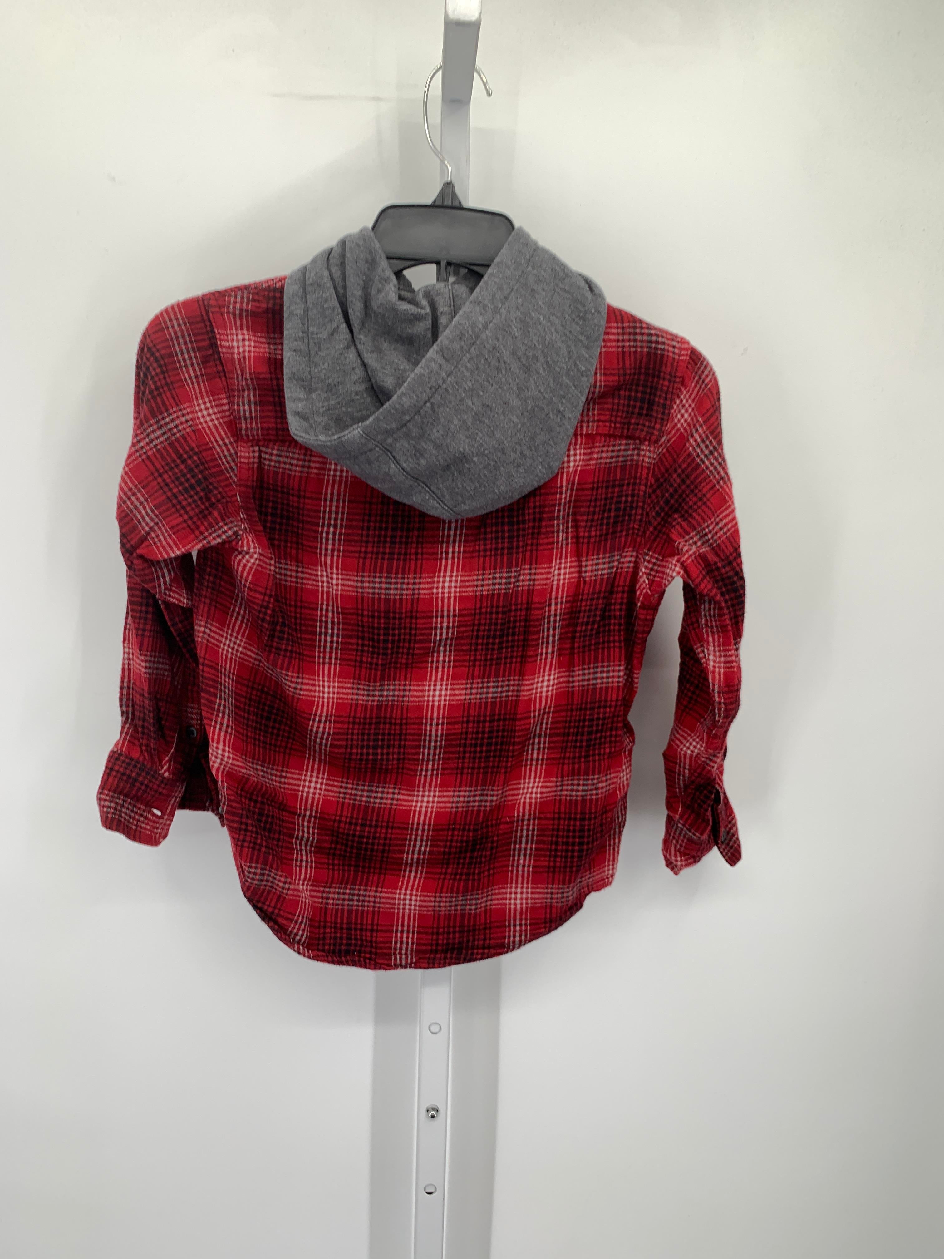 PLAID HOODED BUTTON DOWN