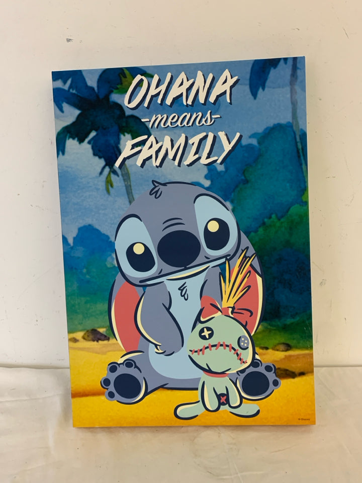 OHANA MEANS FAMILY STICH CANVAS WALL ART.