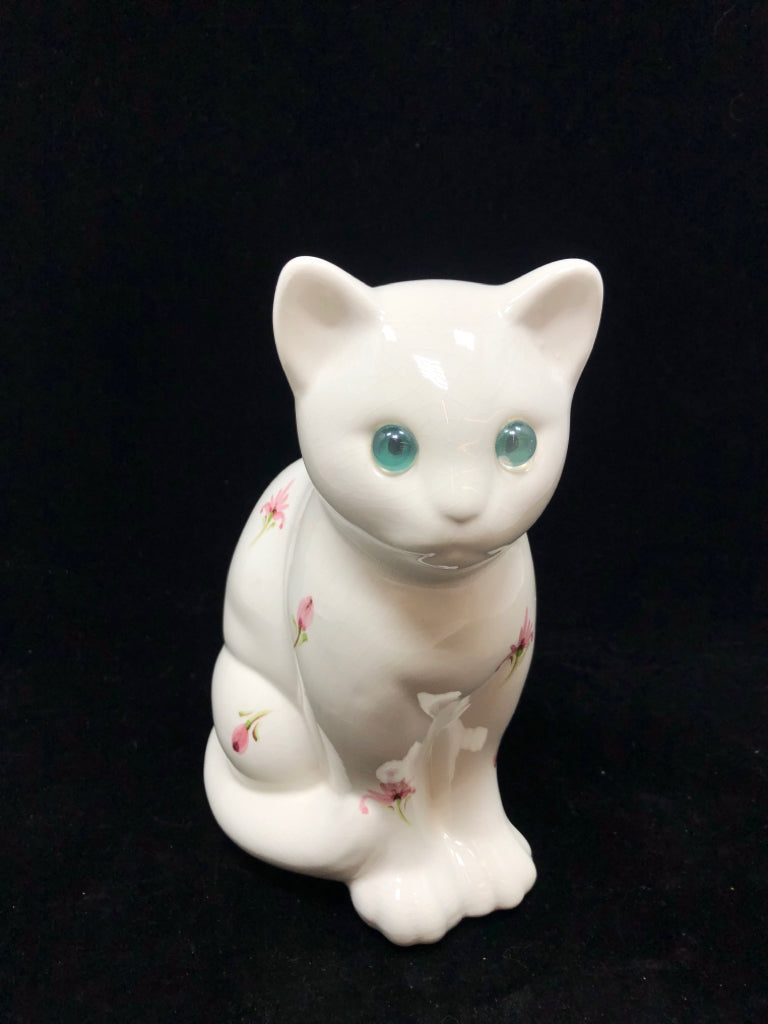 VTG ELPA ALCOBACA CERAMIC GREEN-EYED CAT FIGURINE.