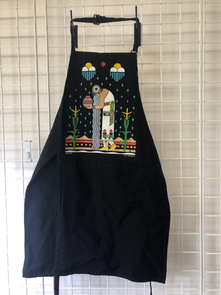 DESERT RAIN BLACK AZTEC PATTERN APRON.