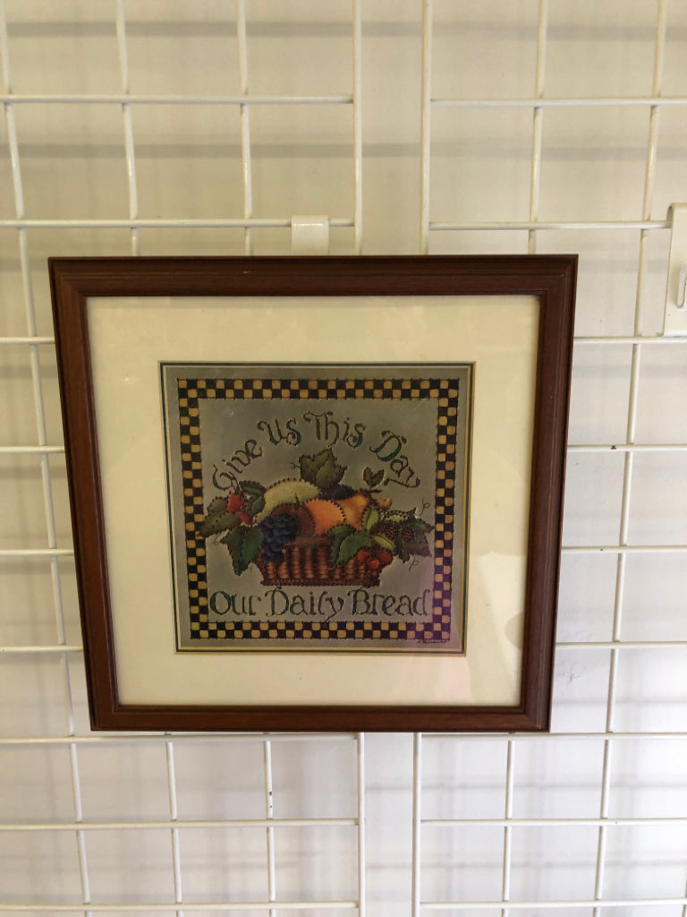 PRIMITIVE "GIVE US THIS DAY" BROWN WOOD FRAME.