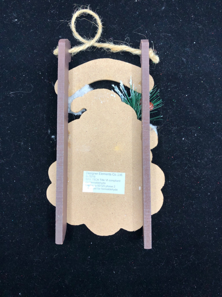 MERRY CHRISTMAS WOODEN SLED W SANTA WALL HANGING.