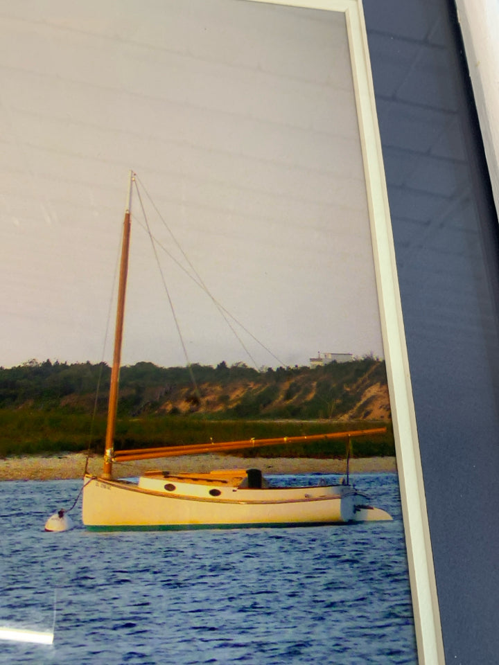 FRAMED EDGARTOWN LIGHTHOUSE PRINT.