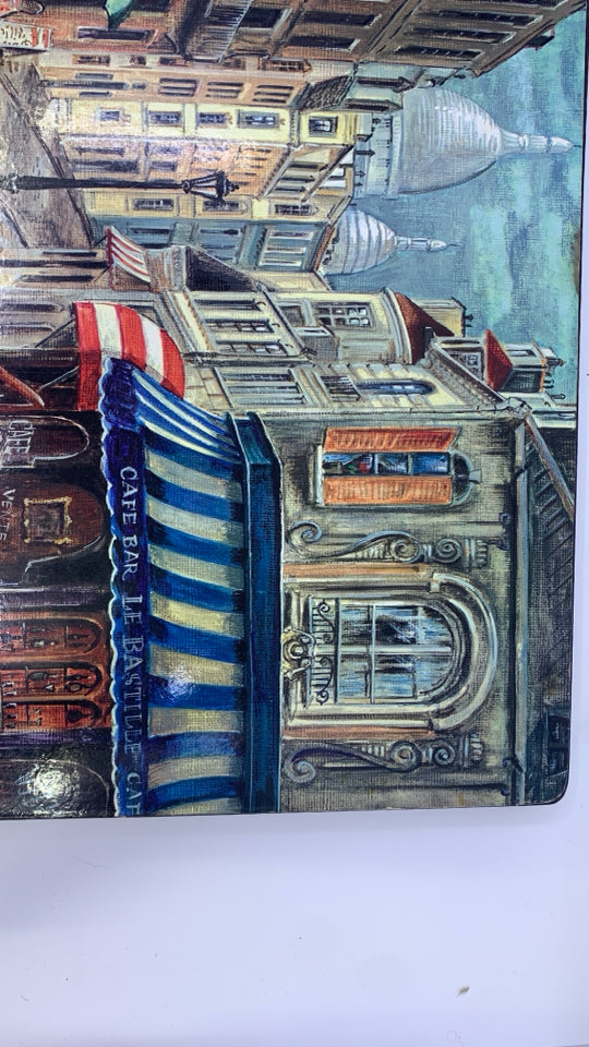 4 CAFE SCENE CORK PLACEMATS.