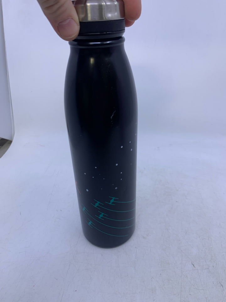 BLACK METAL STARWARS THEMED WATER BOTTLE.
