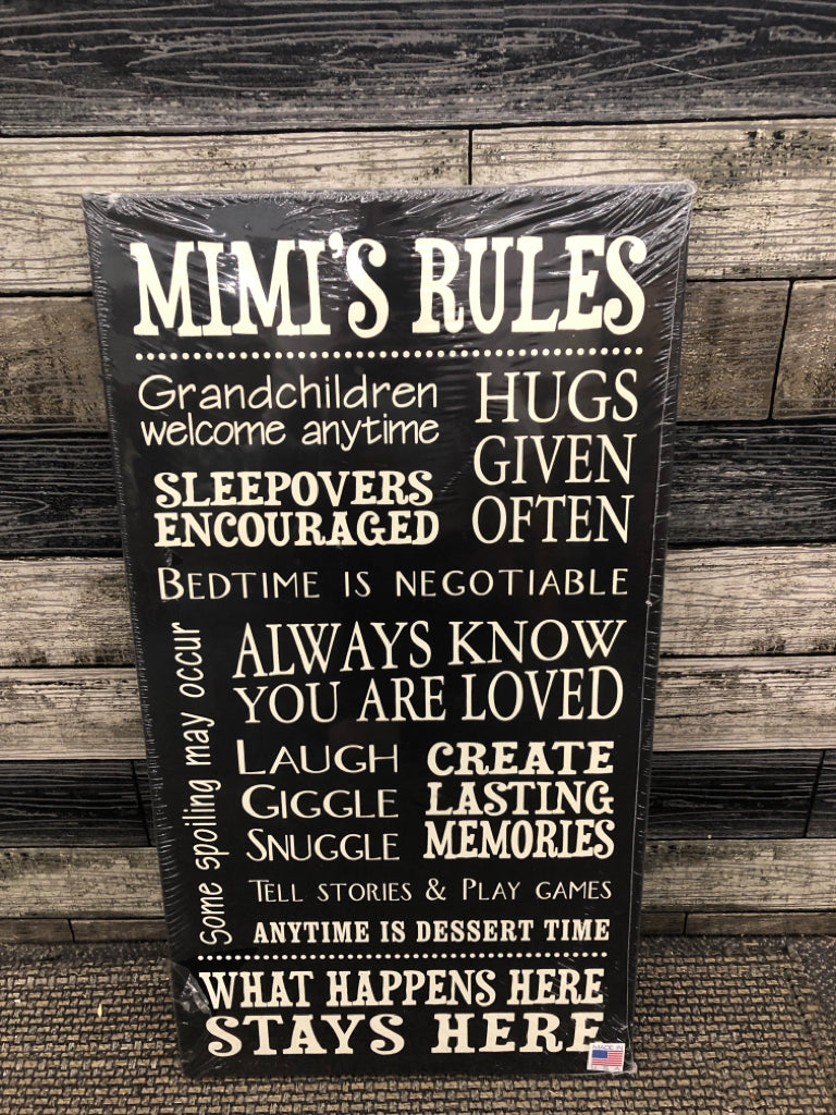 MIMI'S RULES WALL ART.