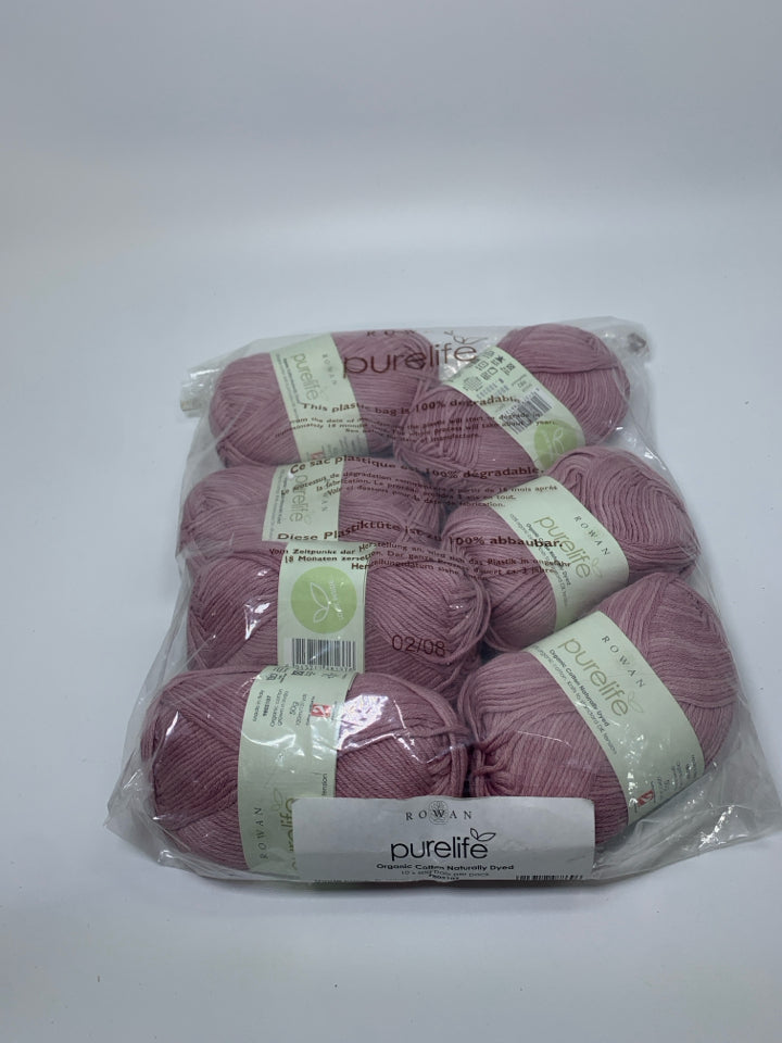 IN PACKAGE 7 LIGHT PINK ORGANIC COTTON YARN BALLS NATURALLY DYED.