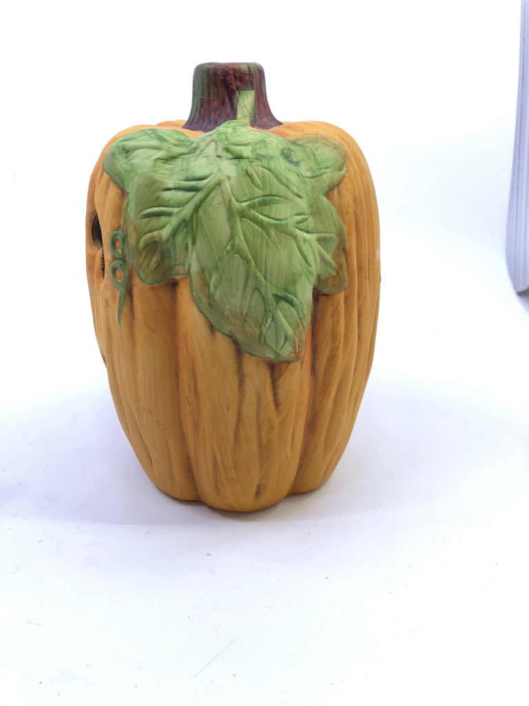 CERAMIC JACK O LANTERN TEALIGHT HOLDER/COVER.