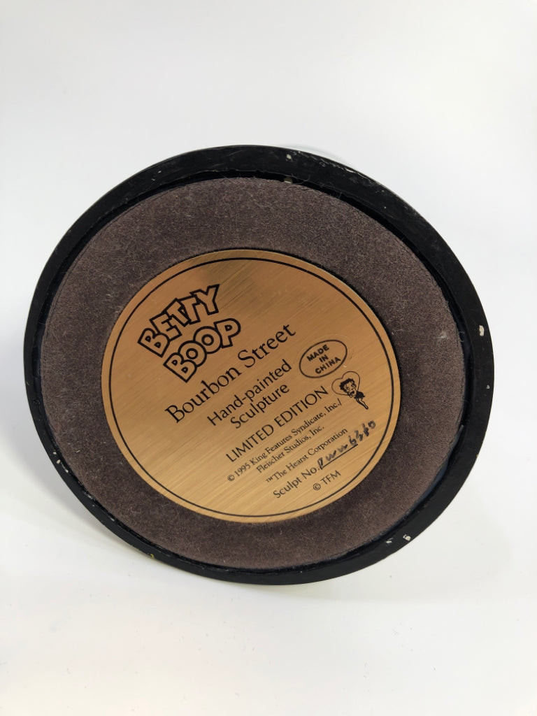 BETTY BOOP "BOURBON STREET" HAND PAINTED SCULPTURE IN GLASS DOME CASE.