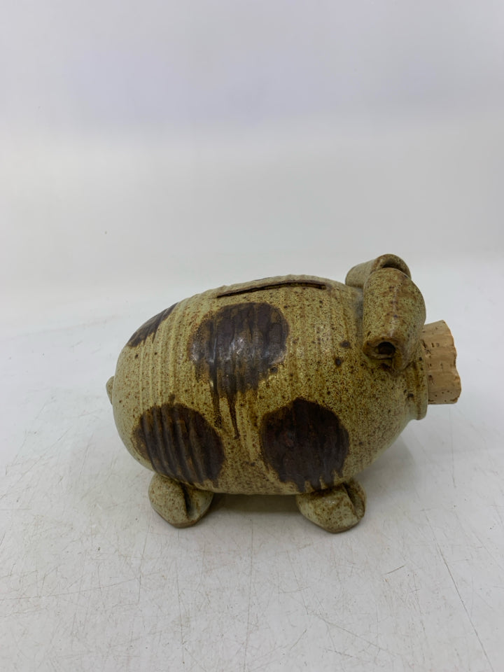 PIGGY BANK W/ BROWN SPOTS CORK NOSE.