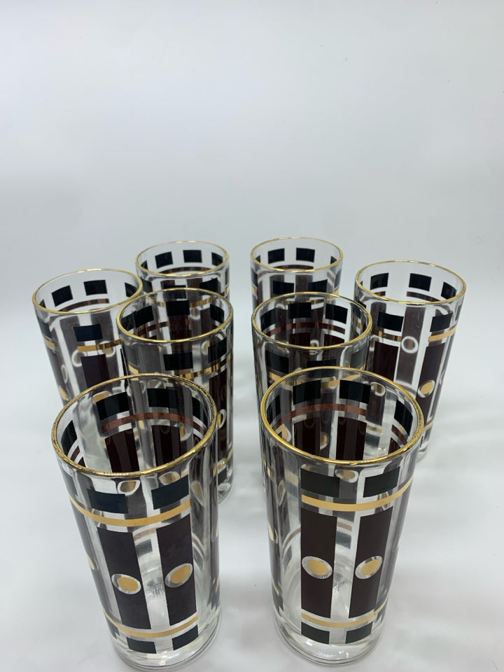 8 VTG ATOMIC GEOMETRIC BROWN W/GOLD RIM GLASSES.