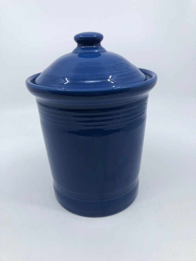 DARK BLUE FIESTA WARE CANISTER.
