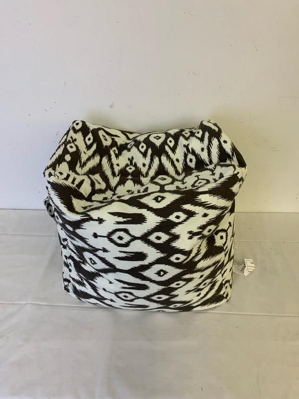 WHITE AND BROWN FOOT REST/ POUF.