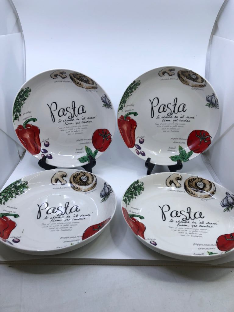4 WHITE PASTA BOWLS.