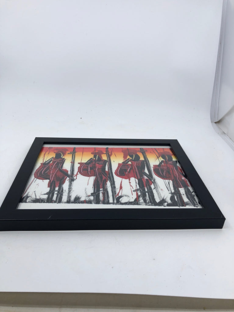 SUNSET ABSTRACT WARRIORS FRAMED ART.