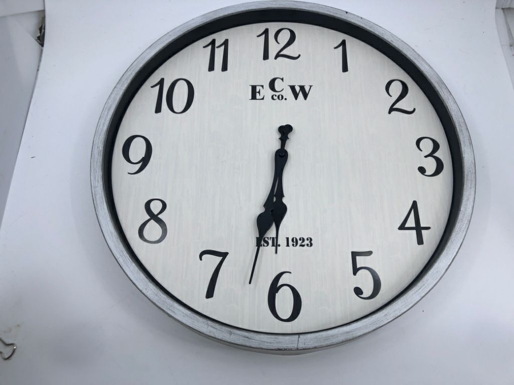 LARGE ROUND WHITE CLOCK.