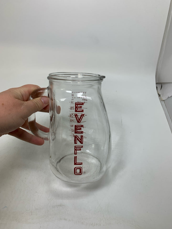 VTG EVENFLO GLASS MEASURING PITCHER 4 CUP 32 OZ.