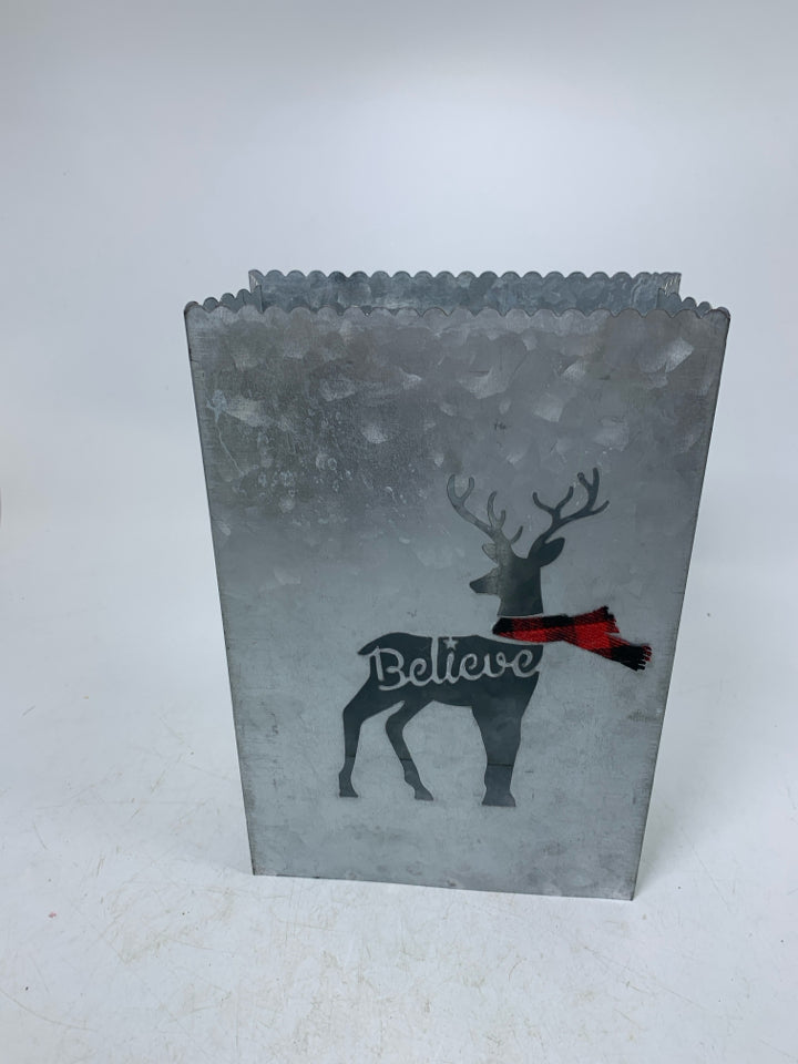 GALVANIZED BAG W/ DEER CUTOUT "BELIEVE".