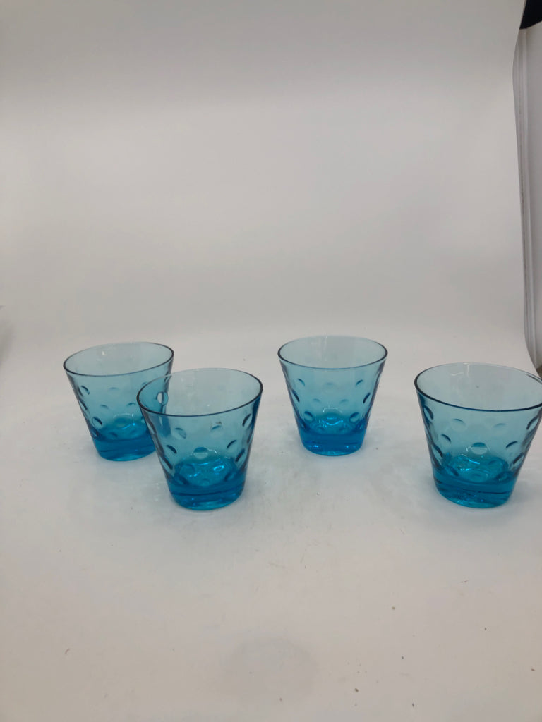 4 VTG LIGHT BLUE JUICE GLASSES.