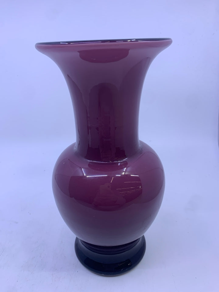 PURPLE GLASS MIKASA VASE.
