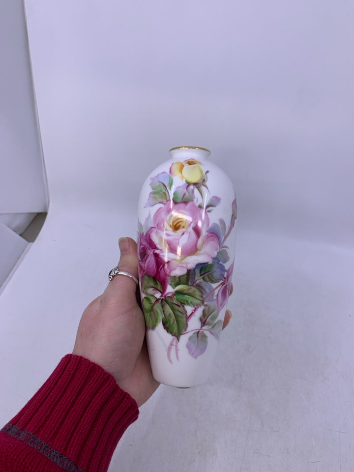 VTG PINK ROSES BONE CHINA NIPPON TOKI KAISHA W/ GOLD RIM.