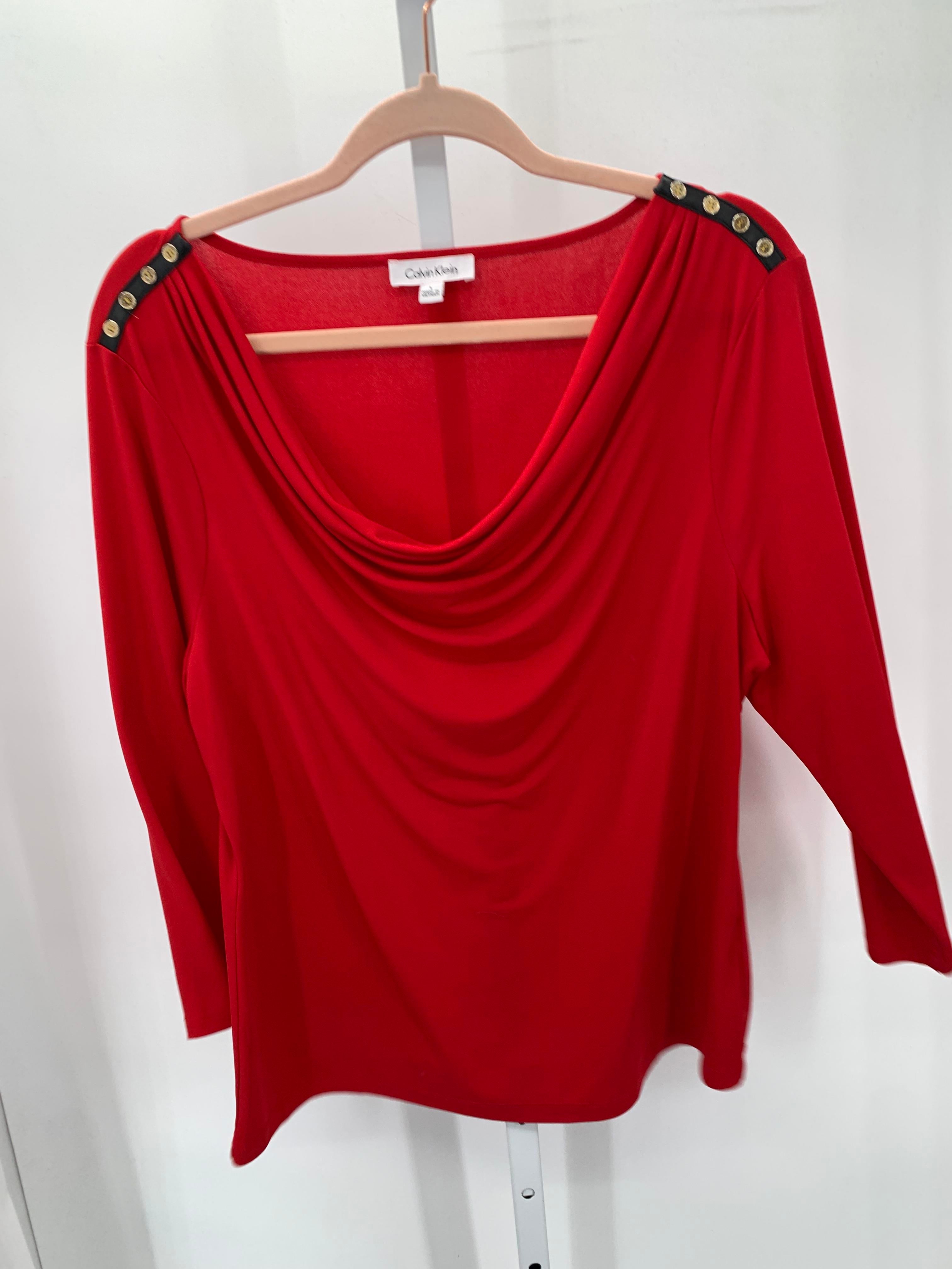 Calvin Klein Size Large Misses 3/4 Sleeve Shirt