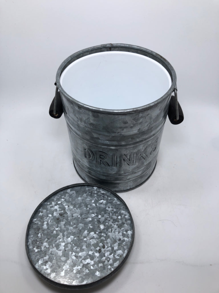 GALVANIZED "DRINK" ICE BUCKET.