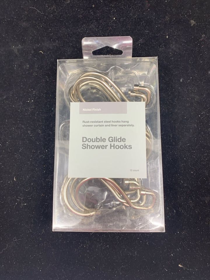 NIB DOUBLE GLIDE SHOWER HOOKS.