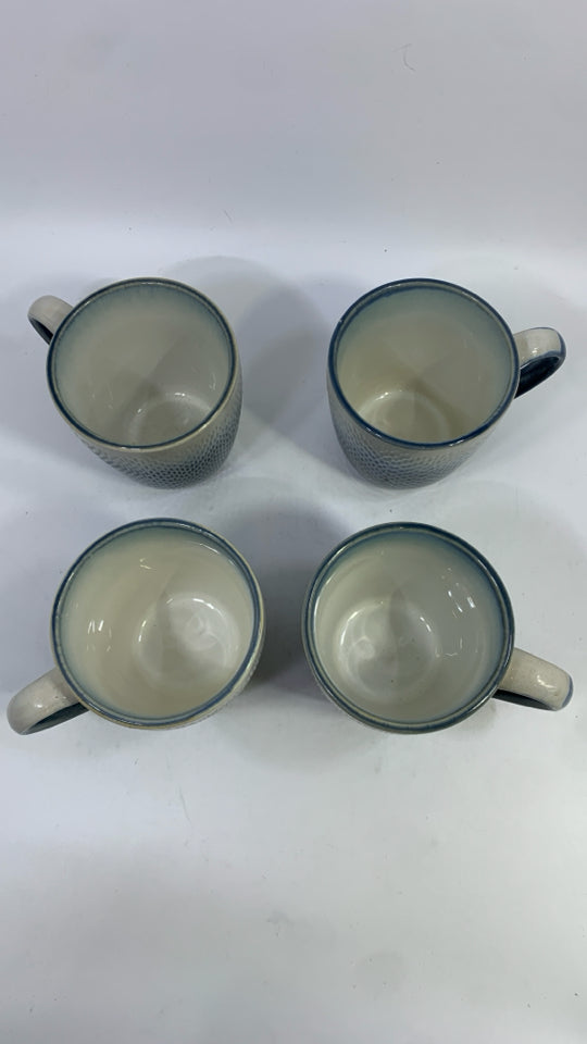 4 ECLIPSE BLUE PFALTZGRAFF COFFEE MUGS.
