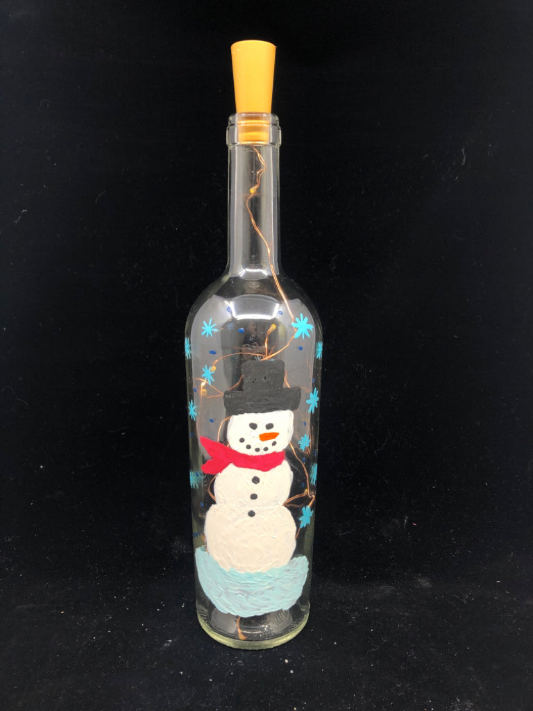 LIGHT UP SNOWMAN WINE BOTTLE.