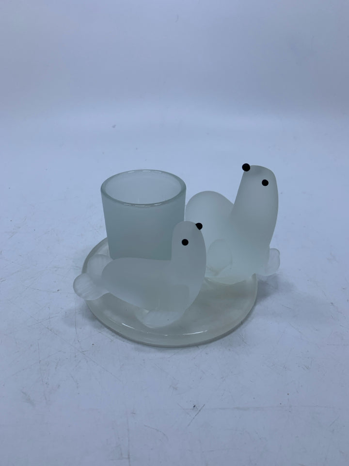 SEAL WITH PUP VOTIVE HOLDER- 2PC